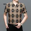 Short Sleeve Clothing Plaid Vintage in Shirts for Men Summer Loose Ice Silk Graphic Printed Polo Collar Casual Fashion Tops 240318