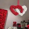 Fleurs décoratives de la Saint-Valentin Couronne dual Dual Heart en forme de décorations d'amour pour la porte de la fenêtre de mariage extérieur anniversaire