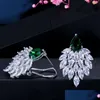 Charm Fashion AAA Kübik Zirkonya Küpe Tasarımcısı Kadın Bakır Kırmızı Beyaz Mavi Yeşil Safir Emerald CZ Lüks Sier Küpeler Wom Dhzmw