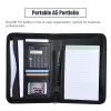 Padfolio portátil portátil portfólio de negócios Padfolio Pasta Document Case Organizador A5 PU Fechamento com zíper de couro com calculadora
