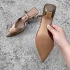 Chaussures habillées Traf Point Slingbacks High Heels Elegant Brown Cross Satin Womans Pumps Summer Office Ladies Stietto Shoe for Women H240403