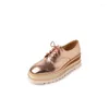 Chaussures décontractées mkkhou Fashion Femmes de haute qualité Real Cuir Gold Gold Snake Lace Platform Daily Light Flat