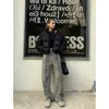 American Retro High Street Casual overalls Luipaard Print Losse breedbeenbroek voor vrouwen