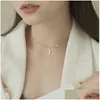 Chains 925 Sterling Sier Moon Pendant Necklace Woman Simple Clavicle Chain Shiny Zircon Collar Gift For Girls Exquisite Jewelry L23070 Dhp2I