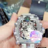 Trend masy biznesowej Pełna automatyczna mechaniczna zegarek Hollow Transparent Real Wheel Flheel