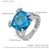 Klusterringar 15mm kudde klippt blå cz uttalande ring stilig chic 4 -stjärniga twist twist ring smycken för kvinnor mode smycken tillbehör l240402