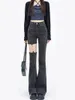 Jeans pour femmes Reddachic rétro gris 2-wear flare for women y2k vintage high rige both both cut pant pantal