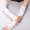 Knee Pads Summer Fashion Ice Sleeves Elastic Arm Fingerless Long Gloves Women Lace Sleeve Sun Protection Cover Fake Cuff