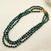 Pendant Necklaces European And American Vintage Blue Green Agate Natural Stone Beaded Necklace