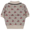 24SS Summer Women's Two Piece Dress Designer Pullover Short Sleeve Lapel Cherry Embroidery Beaded Knitted Top and Half kjol Tvådelad kostym F-H8372