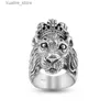 Cluster Rings YYSUNNY Crown Lion Ring Mens Domineering Hip Hop 925 Sterling Silver Retro Motorcycle Jewelry L240402