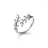 Cluster Anneaux 925 Sterling Sier Branch Laisse les diamants ouverts pour les femmes Bijoux accessoires de mode exquis Bijoux Drop del Dhdom