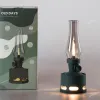 Control Tubicen Retro LED Oil Lamp Rechargeable Kerosene Lamp Cordless Flameless Portable Bedroom Table Light Rotary Switch Creative