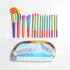 Watercolor Make Up Brush Set 15 Multicolor Cosmetic Tools 240403