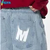 Jeans femminile yiciya oversize oversize nere s-5xl donne hip hop hop in stile graphic blu pantaloni di jeans femminile wdie fidanzato jean casual 2024