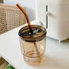 Wine Glasses Cold Extract Coffee Cup Tea Straw Glass Water With Cover Net Black Milk Drinking Bottle