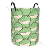 Laundry Bags Basket Round Dirty Clothes Storage Foldable Cute Smile Crocodile Face Hamper Organizer