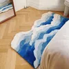 Dywany 3D Błękitna fala morska Flocked dywan puszysty miękki kępka sypialnia strefa dywanika Dekora