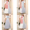 Plus Size Dresses Dress For Women 2022 Fashion Summer Short Sleeve Contrast Mticolor Elegant Belted Loose Maxi Long Drop Delivery Appa Dh1Y2