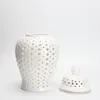 Bouteilles de rangement style chinois blanc creux pot général en céramique en céramique porte-table de chair de table conteneur en porcelaine durable