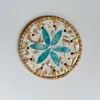 Table Mats 1pc Colorful Natural Rattan Shell Resin Cup Mat Hand Woven Insulation Pad Placemat Kitchen Home Decoration