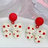 Boucles d'oreilles mignonnes mignonnes Bowknot Drop pour femmes boucles d'oreilles enrtilles rouges