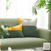 Pillow Yellow Green Pillows PU Patchwork Case 45x45 30x50 Modern Decorative Cover For Sofa Luxury Home Decorations