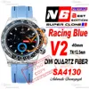 Diw Racing Mavi Kuvars Karbon SA4130 Otomatik Kronograf Erkek N6F V2 Siyah Dial Naylon Kayış Süper Edition Aynı Seri Kart Puretime Reloj Hombre Ptrx