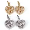 Boucles d'oreilles 5ptes Fashion Hollow Heart Charms Boucles d'oreilles pour femmes Femme de mariage Zircon Crystal CZ Bohemian Bridal Jewelry Gift