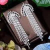 Dangle Ohrringe Hibride glänzend Kubikzirkonia Langer Baguette Quasten Tropfen für Frauen Braut Hochzeit Schmuckzubehör Bijoux E-780