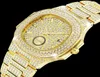 Erkekler için 18K Altın Saatler Lüks Full Diamond Men039s Moda kuvars kol saatleri izle AAA CZ Hip Hop Buzlu Erkek Saat Reloj9294111