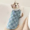 Odzież dla psa kowboju szachownica odzież grubsza ciepło dla małych psów ubrania kurtka moda jesienna zima niebieski chihuahua Yorkshire