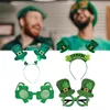 Party Decoration 4Pcs ST Patricks Day Glasses Headband Costume Accessories Irish Hat Decorative Ornament Favors For Holiday Adults Kids