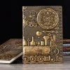 Notebooks European Retro Thick Leather Engraving Embossed Notebook Handmade Hardcover PU Notepad A5 Bronze Silver Diary 21.5x14.5cm