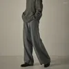 Женские брюки 2024, весенний серый костюм, повседневные прямые брюки широкого кроя в пол для женщин