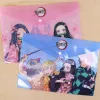 Bag 12 pcs/lot Kawaii PVC Demon Slayer A4 File Holder Cute Press Document bag Pencil Case Stationery gift office school supply