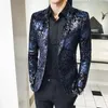 Boutique Herr Fashion Business Slimming Trend Show Dress British Style Gentleman Leisure Print Officiating Wedding Blazer 240318