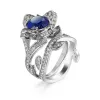 Ringar hoyon sliver färgimitation safir/smaragd/vit/rosa ädelsten ring för kvinnor bröllop blommor smycken gratis fartyg