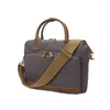 Briefcases Men's Canvas Bag Crazy Horse Skin Handbag Single Shoulder Leisure Business Messenger