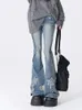 Femmes Blue Y2K Star Flare Jeans Pantalons de cowboy vintage HARAJUKU DENIM TRAPTER