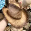 Berets 2024 Thickened Cowboy Hat Vintage Straw Men's And Women's Jazz Large Sun Summer