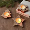 Candele in legno Talbero di natale Snowflake Candtrestick Star Star Porta di forma per decorazione per la casa 2024 Navidad Kerst Year Gift