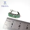 Pendientes TBJ Zambia Natural Emerald Pequeño Parrito Oval 3*5 mm 3ct Gemstone Natural Natural Joyería 925 Sterling Silver for Women