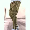 Pantalons pour hommes Printemps et automne Cargo Marque de mode Élastique Multi-sac Réfléchissant Jambe droite Sports Fitness Casual