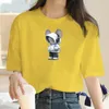 Amusant mignon souris imprimement femme coton tshirt dames rétro style dessin animé manche courte top street wear 240403