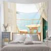 Paysage de mer esthétique Boho Home Comean Room Decor Mall suspendu Tapestry Décoration chambre Kawaii Macrame Curtain Art 240328