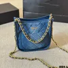 Sac sous bras en jean Designer Womens Sac à épaule Classic Blue Diamond Gold Hardware Metallic ferm Fasp Luxury Tote Matelasse Chain Crossbody Sac Makeup Sacs Pourse 22cm