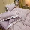 Zestawy pościeli Tekstyles w stylu Koreańszy Księżniczka Czteroczęściowa spódnica łóżka pościel 1,8m Ruffled Duvet Cover Arkusz