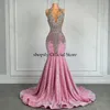 Платья для вечеринок Sparkly Red Sequin Mermaid Prom 2024 Роскошные серебряные хрустальные платья из бисера