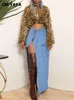 Signe CM.Women Women Fashion Fashion High Light Fla Fild Front and Back Pocket Botton Waist Slim Maxi Long Denim Gonna 2024